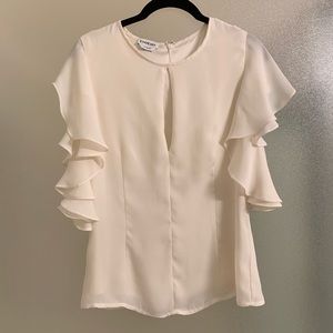 BEBE Flutter Sleeve Blouse